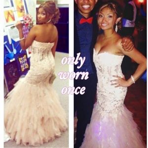 Jovani blush mermaid prom dress style 1531